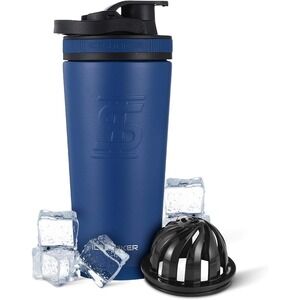 Ice Shaker 26oz Insulated Stainless Steel Shaker Bottle- Navy Blue AS SEEN ON TV